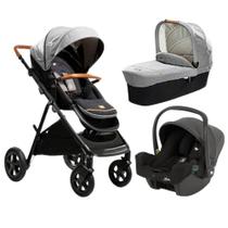 Carrinho com Bebê Conforto e Moisés Combo Aeria Trio Cinza Carbon - Joie