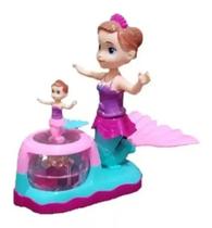 Carrinho Com Boneca Sereia Com Som E Luz Bate E Volta