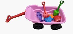 Carrinho com Kit Praia Brincar na Areia Trolley Rosa Kepler