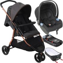 Carrinho com Moises Bebe Conforto Base Burigotto CR3 22 Gray Cobre