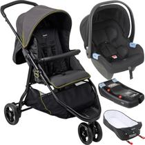 Carrinho com Moises Bebe Conforto Base Burigotto CR3 Gray Neon