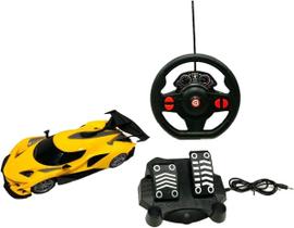 Carrinho com Volante e Pedal Racing Control Thunder Amarelo