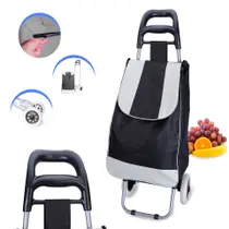 Carrinho Compras Dobrável -feira -supermecado C/rodas -preto