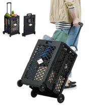 Carrinho Compras Feira Cesta Dobrável C/ 4 Rodinhas 25Kg 60L Carrinho Compras Feira Cesta Dobrável C/ 4 Rodinhas 25Kg 60L