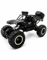 Carrinho Controle Remoto 4x4 Off Road Preto 37cm Alta Velocidade Recarregável USB Brinquedo Infantil Bateria Inclusa Tração 4 Rodas Presente