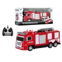 Carrinho controle remoto caminhão de bombeiros c/ escada e luzes Carrinho controle remoto caminhão de bombeiros c/ escada e luzes