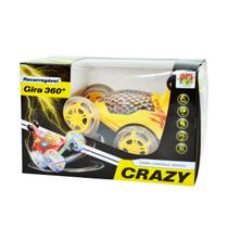 Carrinho Controle Remoto Carro Brinquedo Crazy Amarelo Led