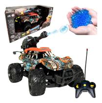Carrinho controle remoto cross lançador bolinhas gel bateria