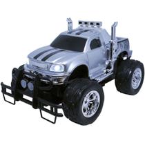 Carrinho Controle Remoto Elétrico Recarregável Picape Monster Car Off Road Importway Prata BW026