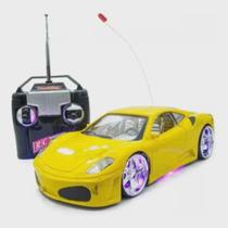 Carrinho Controle Remoto Ferrari Acende Leds Top!!!(Amarelo)