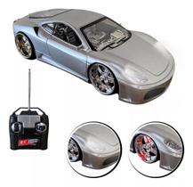 Carrinho Controle Remoto Ferrari corrida LEDs - PRATA