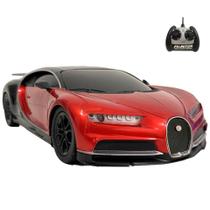 Carrinho Controle Remoto Grande Led Bugatti Corrida Criança