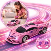 Carrinho Controle Remoto Pilha Infantil Com Luz Racing Super Rápido Brinquedo Menina Kizumba
