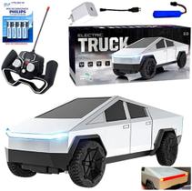 Carrinho Controle Remoto Tesla Cybertruck 4x2 Prata com bateria Li-ion Recarregável