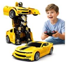 Carrinho Controle Remoto Transforma Robô Camaro Amarelo Qualidade Premium - Envio Rápido