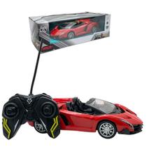 Carrinho Conversível Carro Controle Remoto A Pilha Acende Faróis 1:18 Super Auto