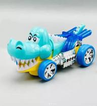 Carrinho Crocodilo Colorido Brinquedo Top Com Luz Som Fumaça