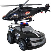 Carrinho da policia e helicoptero brinquedo carro menino presente divertido