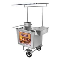 Carrinho de Açaí Inox com Toldo e Rodas Maciças Cefaz