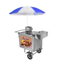 Carrinho de Açaí Inox Guarda Sol Rodas Maciças Cefaz