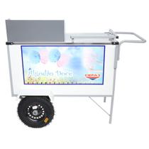 Carrinho de Algodão Doce com Guarda Sol e Rodas Pneumáticas