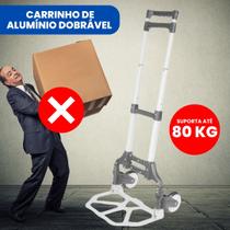 Carrinho de Alumínio Dobrável Portátil para Carga 80Kg Globalmix