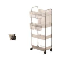 Carrinho De Armazenamento Acrílico De 3 Camadas Transparente Com Cesta Suspensa Para Organizador De