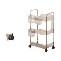Carrinho De Armazenamento Acrílico De 3 Camadas Transparente Com Cesta Suspensa Para Organizador De