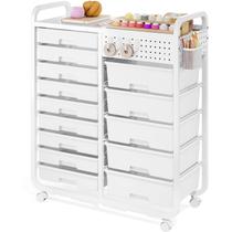 Carrinho de Armazenamento APEXCHASER com 14 Gavetas Branco Carrinho de Armazenamento APEXCHASER com 14 Gavetas Branco