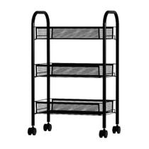 Carrinho de armazenamento com rodinhas de 3 camadas, organizador de banheiro com gaveta removível, prateleira móvel, carrinho utilitário