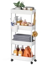 Carrinho de armazenamento fino Pipishell 4 Tier Rolling White Carrinho de armazenamento fino Pipishell 4 Tier Rolling White