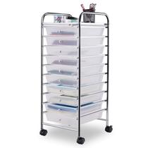 Carrinho de Armazenamento Giantex com 10 Gavetas Transparentes e Rodízios Carrinho de Armazenamento Giantex com 10 Gavetas Transparentes e Rodízios