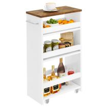 Carrinho de armazenamento IBUYKE Slim de 4 camadas para cozinha, banheiro branco