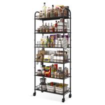 Carrinho de Armazenamento Qiaoxuan de Metal Slim com 6 Níveis 25x61 cm Carrinho de Armazenamento Qiaoxuan de Metal Slim com 6 Níveis 25x61 cm