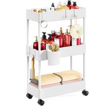 Carrinho de Armazenamento Rolante Pipishell Slim para Banheiro - Branco