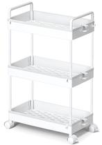 Carrinho de armazenamento rolante Ronlap 3 Tier Slim Plastic White