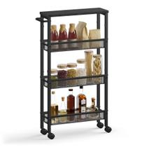 Carrinho de armazenamento rolante VASAGLE 4-Tier Metal Frame Black 13x45x77cm Carrinho de armazenamento rolante VASAGLE 4-Tier Metal Frame Black 13x45x77cm