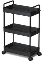 Carrinho de armazenamento Ronlap 3 Tier Slim Rolling Plastic Black