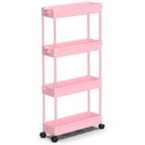 Carrinho de Armazenamento Slim Móvel SPACEKEEPER de 4 Níveis Rosa