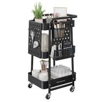 Carrinho de armazenamento SONGMICS 3-Tier Rolling Metal Mesh Ink Black