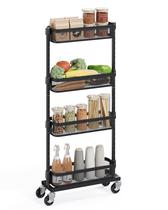 Carrinho de armazenamento SONGMICS Slim 4-Tier Metal Rolling Black