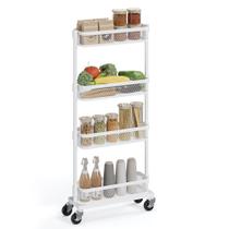 Carrinho de armazenamento SONGMICS Slim 4-Tier Metal Rolling White