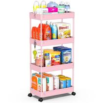 Carrinho de armazenamento SPACEKEEPER de 4 camadas para cozinha e banheiro rosa