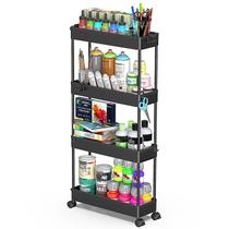 Carrinho de armazenamento SPACEKEEPER Slim Rolling 4 Tier Black Plastic