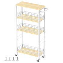 Carrinho de armazenamento YBING 4-Tier Rolling Kitchen White Narrow
