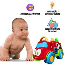 Carrinho de Atividade Educativo Dino Bombeirinho Baby Land - Brinquedo Pedagógico
