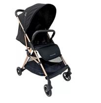 Carrinho De Babe Premium Baby Zurich Preto/ Gold / Couro Preto