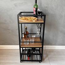 Carrinho de Bar Industrial Adega Estreito com Rodinhas e Prateleiras Espaçosas Carrinho de Bar Industrial Adega Estreito com Rodinhas e Prateleiras Espaçosas