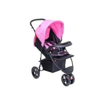 Carrinho de bebê 3 rodas Baby Style Urban rosa com chassi de cor preto