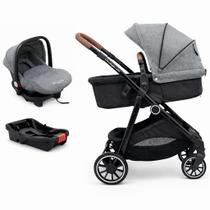 Carrinho de Bebê Aria Travel System Cinza C/ Bebê Conforto E Base Premium Baby Carrinho de Bebê Aria Travel System Cinza C/ Bebê Conforto E Base Premium Baby